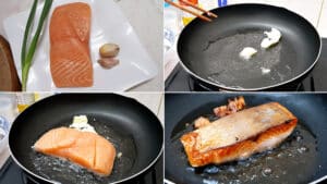 Áp chảo cá hồi vừa đủ chín tới để giữ được hương vị.